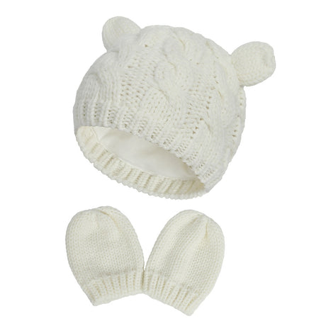 New Baby Kids Girls Boys Winter Warm Knit Hat Ear Solid Warm Cute Glove 2pcs Lovely Beanie Cap 0-18M - V.I.P Digital Presence