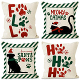 Christmas striped pillow cover linen black cat print pillowcase home holiday decoration cushion cover - V.I.P Digital Presence
