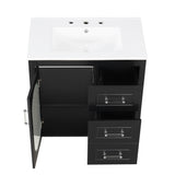 30" Bathroom Vanity with Sink, Bathroom Vanity Cabinet with Two Drawers and Door, Adjustable Shelf, Solid Wood and MDF, Black - V.I.P Digital Presence