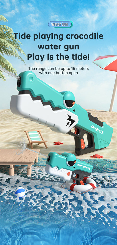 Cute Crocodile Automatic Electric Water Gun Summer Toy Gun Beach Outdoor Water Fight Toys - V.I.P Digital Presence