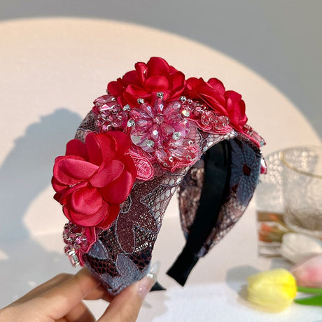 Handmade fabric flower fashion inlaid water drill bit hoop - V.I.P Digital Presence