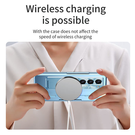 Samsung zfold 5 phone case FOLD4 flat hinge folding protective cover FOLD3 solid color bracket anti drop suitable - V.I.P Digital Presence