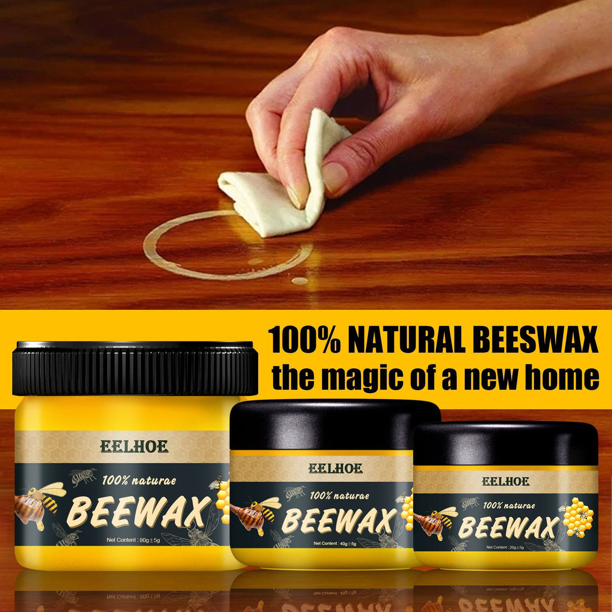 EELHOE Natural Beeswax Furniture Care Polishing Beeswax Waterproof Brightening Wear-resistant Wood Floor Care Beeswax - V.I.P Digital Presence
