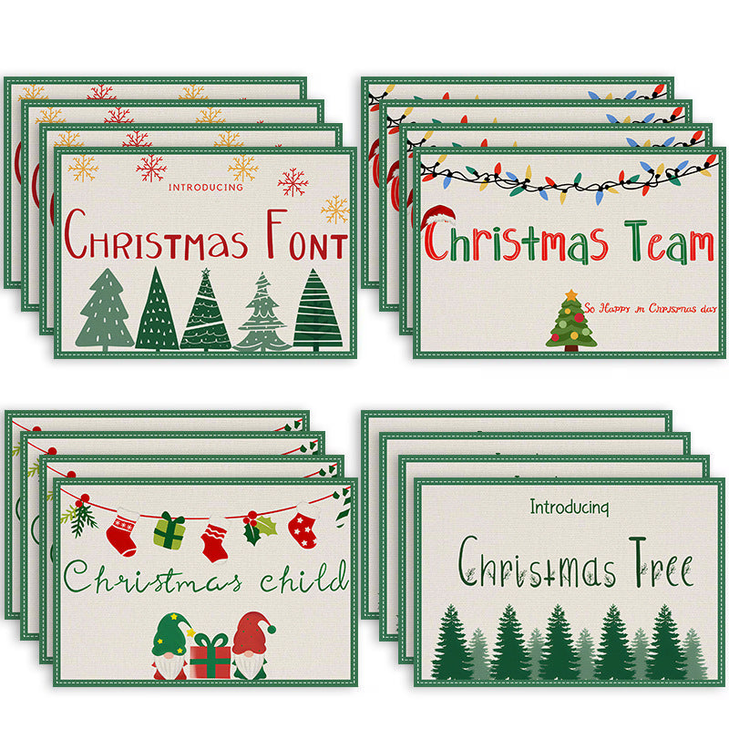 stmas linen placemats holiday party decorations insulation mats linen Christmas tree printed coasters - V.I.P Digital Presence