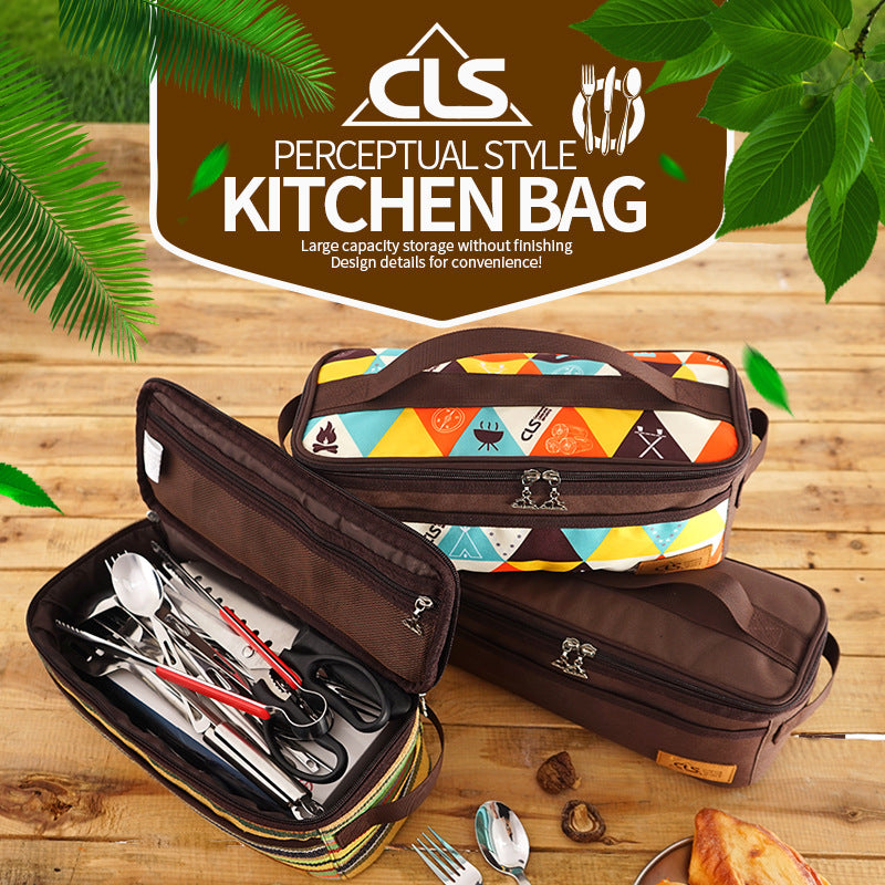 Bolsa de almacenamiento de utensilios de cocina para acampar al aire libre, bolsa de almacenamiento de vajilla para barbacoa de camping, bolsa de cosméticos de viaje autónoma, bolsa de lavado portátil