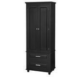 Tall Storage Cabinet with Two Drawers for Bathroom/Office, Black - V.I.P Digital Presence