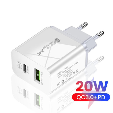 PD12W charger 5V 2.4A European, American and British standard charging head Type-C adapter PD+USB charging head - V.I.P Digital Presence
