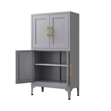 Grey metal kitchen storage cabinet, kitchen pantry storage cabinet with door and shelf, adjustable leveling feet - V.I.P Digital Presence