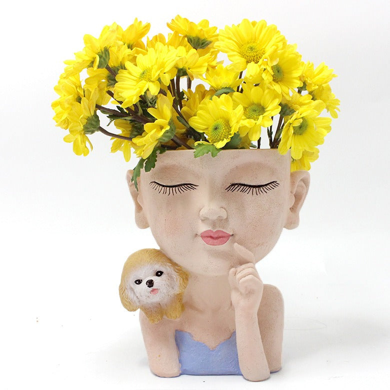 Creative resin succulent potted plant decoration for girl's puppy flower pot - V.I.P Digital Presence
