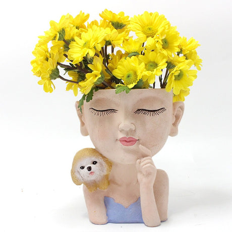 Creative resin succulent potted plant decoration for girl's puppy flower pot - V.I.P Digital Presence