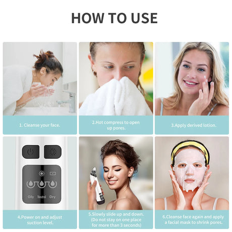 Hot Compress Blackhead Remover Vacuum Suction Acne Pore Cleaner Electric Nose Face Deep Cleansing Skin Care Device Birthday Gift - V.I.P Digital Presence