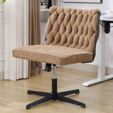 Armless Office Desk Chair No Wheels BROWN