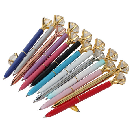 21Color Kawaii Ballpoint Pen Big Gem Metal Ball Pen With Large Diamond Blue And Black Magical Pen Fashion School Office Supplies - V.I.P Digital Presence