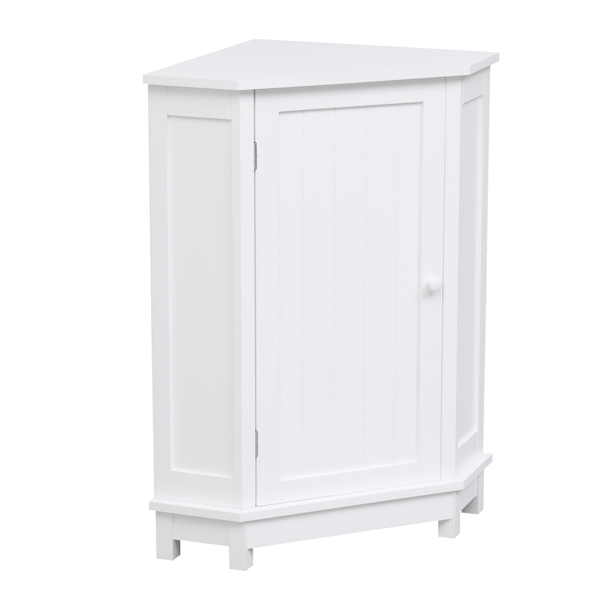 White Bathroom Cabinet Triangle Corner Storage Cabinet with Adjustable Shelf Modern Style MDF Board - V.I.P Digital Presence