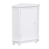 White Bathroom Cabinet Triangle Corner Storage Cabinet with Adjustable Shelf Modern Style MDF Board - V.I.P Digital Presence