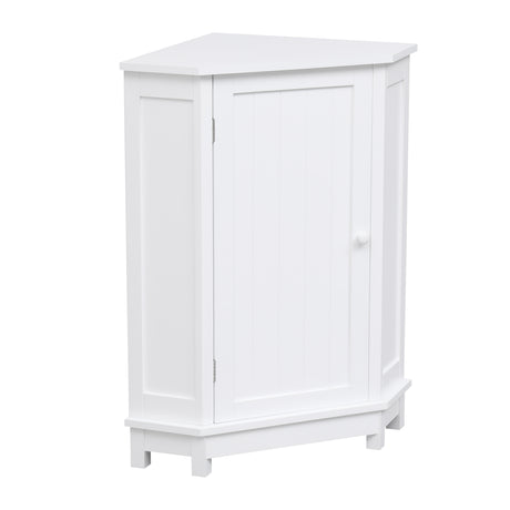 White Bathroom Cabinet Triangle Corner Storage Cabinet with Adjustable Shelf Modern Style MDF Board - V.I.P Digital Presence