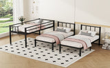 Twin over Twin & Twin Bunk Beds for 3, Twin XL over Twin & Twin Bunk Bed Metal Triple Bunk Bed, Black - V.I.P Digital Presence