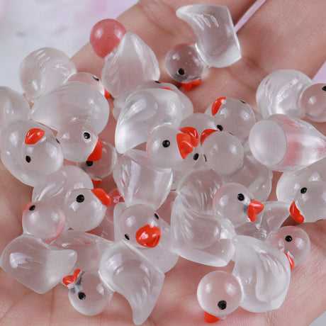 Resin luminous cartoon three-dimensional cute cartoon duck DIY car ornament keychain micro landscape hair clip decoration - V.I.P Digital Presence