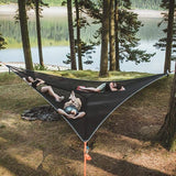 Hamaca triangular aérea multijugador, plegable, portátil, de malla, para árbol, para ocio 