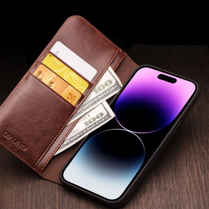 Suitable for iPhone 16 Promax phone case leather flip cover Apple 15 13 phone protective case card insertion - V.I.P Digital Presence