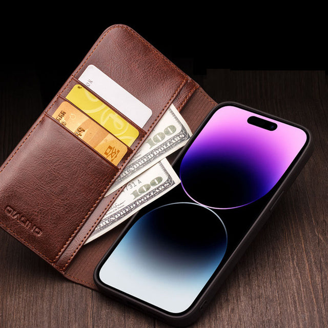Suitable for iPhone 16 Promax phone case leather flip cover Apple 15 13 phone protective case card insertion - V.I.P Digital Presence