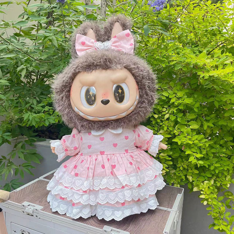 Ropa con diseño LABUBU de 58 cm, ropa de muñeca ZIMOMO, juguete de peluche LABUBU de goma, ropa linda