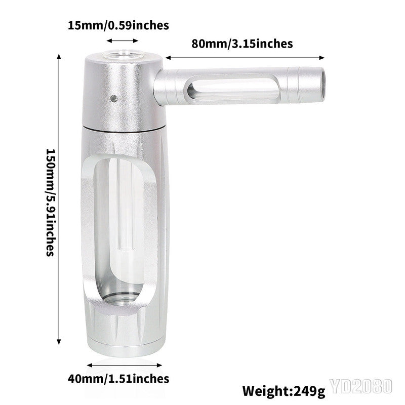 Portable metal smoking pipe with 155mm glass bowls, for dry tobacco & herb, hookah shisha pipe accessories. - V.I.P Digital Presence