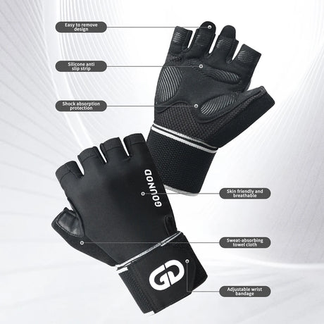 Fitness gloves with microfiber anti slip and wear-resistant design half finger gloves with straps ﻿ - V.I.P Digital Presence