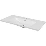 36" Single Bathroom Vanity Top with White Basin  3-Faucet Holes Ceramic  White - V.I.P Digital Presence