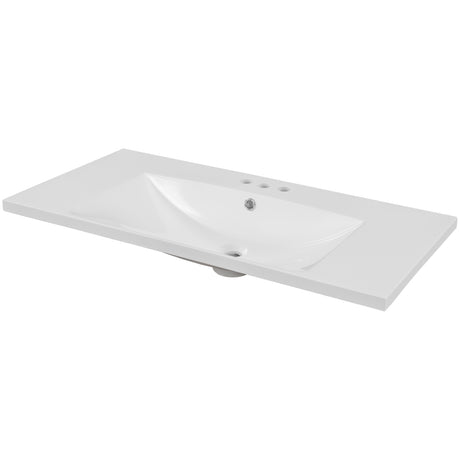 36" Single Bathroom Vanity Top with White Basin  3-Faucet Holes Ceramic  White - V.I.P Digital Presence