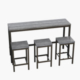 Modern Design Kitchen Dining Table Pub Table Long Dining Table Set with 3 Stools Easy Assembly Gray - V.I.P Digital Presence