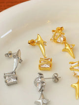 Zircon Copper Geometric Drop Earrings - V.I.P Digital Presence