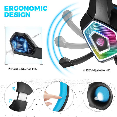 Head mounted gaming headphones colorful RGB wired computer headphones game controller headphones - V.I.P Digital Presence