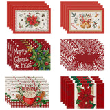 Christmas tree bell print placemat red striped plaid linen table mat Christmas party decoration insulation mat - V.I.P Digital Presence