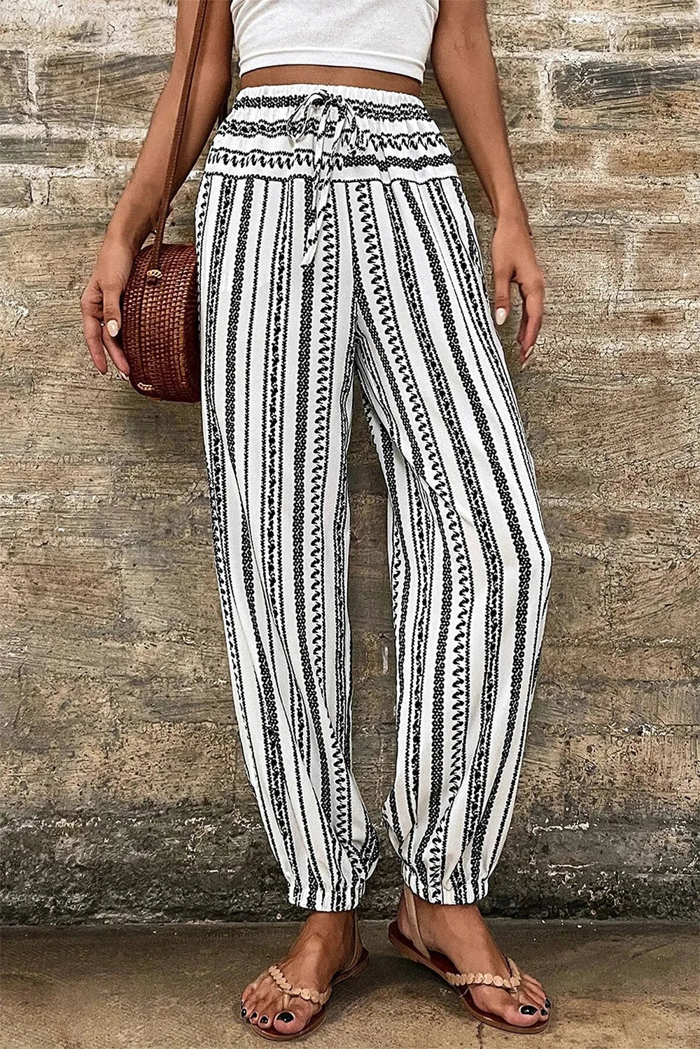 Printed Elastic Waist Pants - V.I.P Digital Presence
