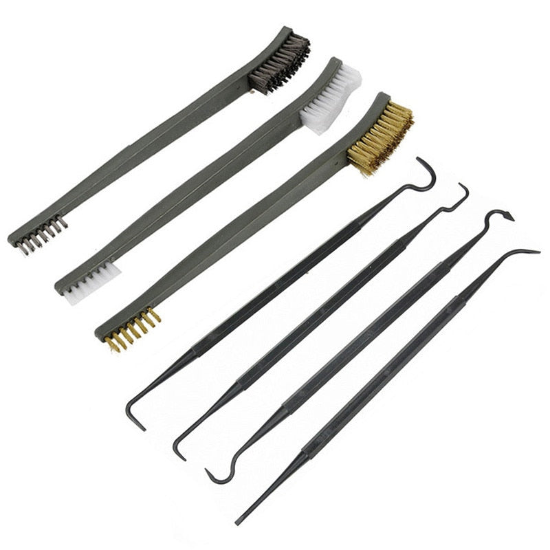 7pcs/Set 3pcs Steel Wire Brush + 4pcs Nylon Pick Set Universal Gun Hunting Cleaning Kit Tactical Rifle Pistol Gun Cleaning Tool - V.I.P Digital Presence