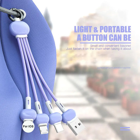 One to three data cable suitable for Android and Apple Type-C keychain three in one charging cable - V.I.P Digital Presence