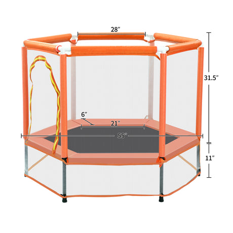 55'' Toddlers Trampoline with Safety Enclosure Net and Balls, Indoor Outdoor Mini Trampoline for Kids - V.I.P Digital Presence
