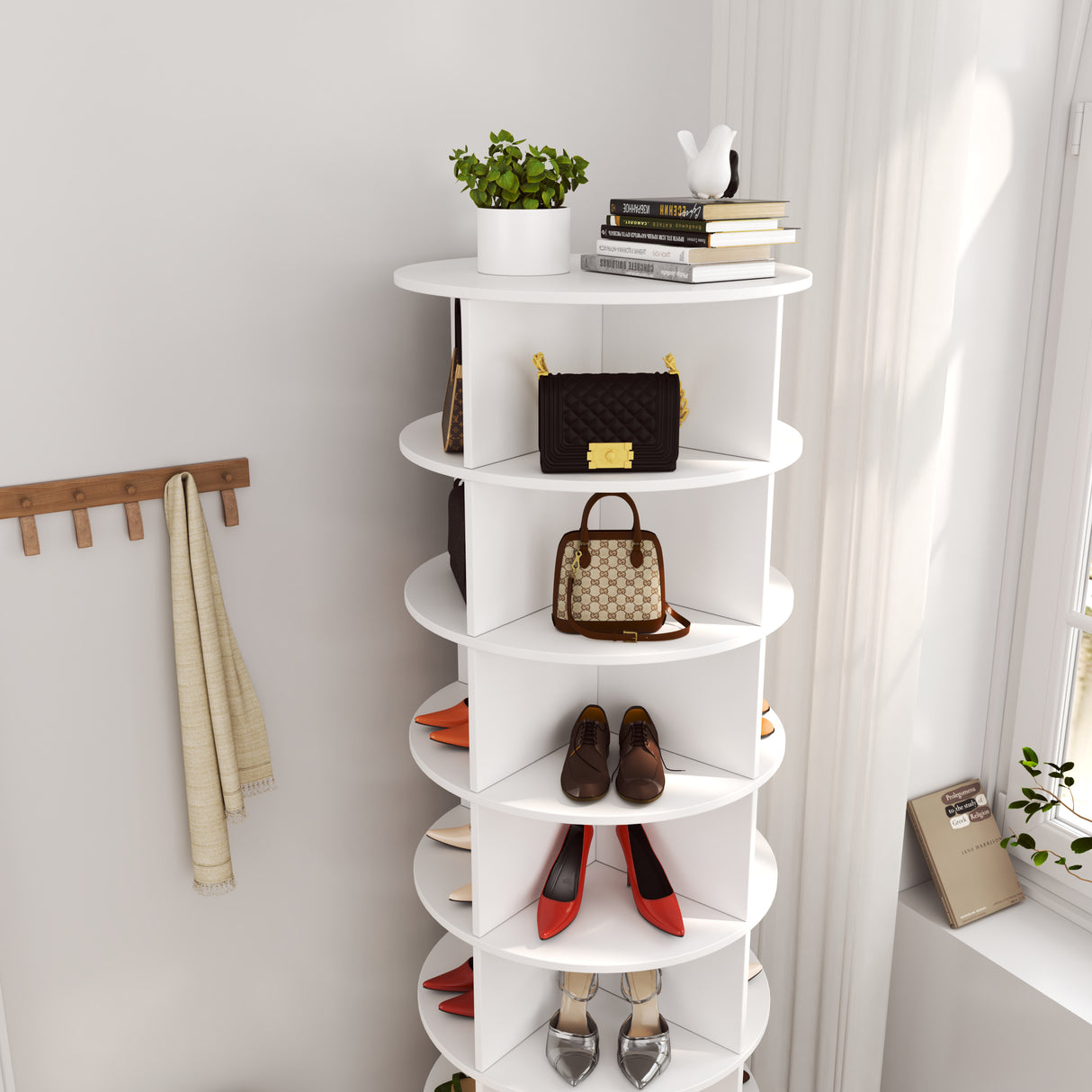 new 360 Rotating shoe cabinet 7 layers Holds Up to 28 Paris of Shoes - V.I.P Digital Presence