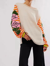 Striped Round Neck Long Sleeve Sweatshirt - V.I.P Digital Presence