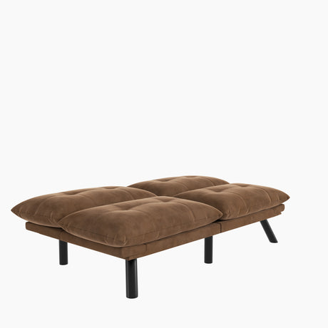 Leatehr Feeling Brown Convertible Folding Modern sofa Bed - V.I.P Digital Presence