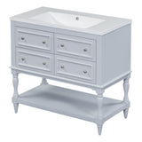 36" Bathroom Vanity Cabinet with Sink Combo Set, Undermount Resin Sink, Free Standing Vanity Set with 4 Drawers Blue - V.I.P Digital Presence