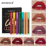 Niceface Weekly Lip Gloss 7 Sticks Lip Gloss Velvet Matte Lip Gloss Set Matte Non-Stick Cup Waterproof Makeup - V.I.P Digital Presence