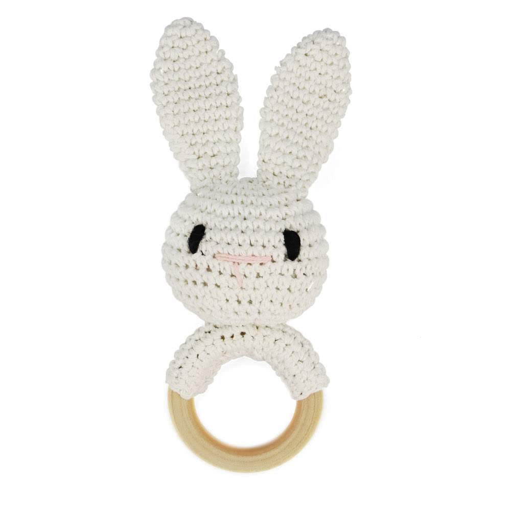 Campana relajante para bebé con nombre tallado, regalo para recién nacido, regalo para el baño, muñeca de dibujos animados tejida