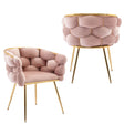 Luxury modern simple leisure velvet single sofa chair bedroom stool manicure table back chair pink set of 2 - V.I.P Digital Presence