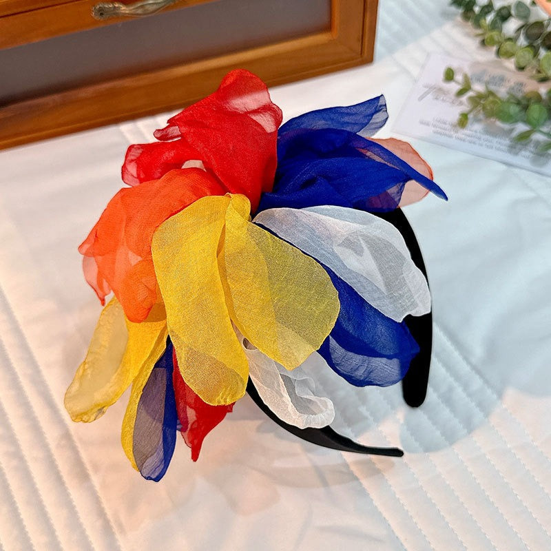 Oversized and exaggerated handmade fabric flower versatile headband - V.I.P Digital Presence