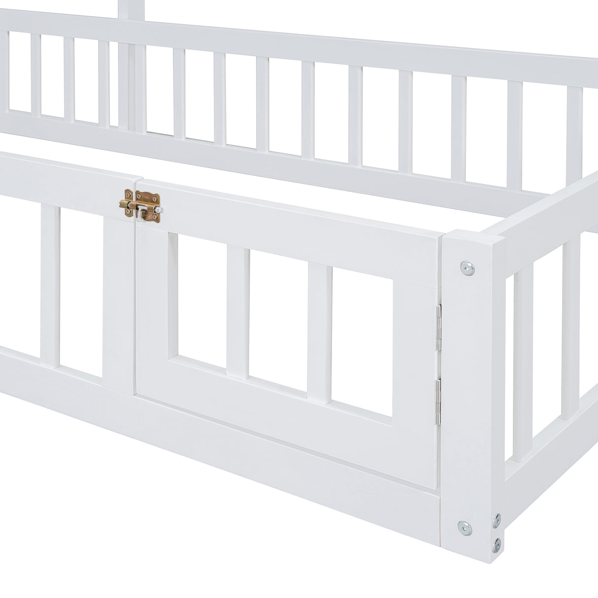 Wooden Twin Size Children's Bed with Detachable Headboard and Integrated Clothes Drying Rack, White - V.I.P Digital Presence