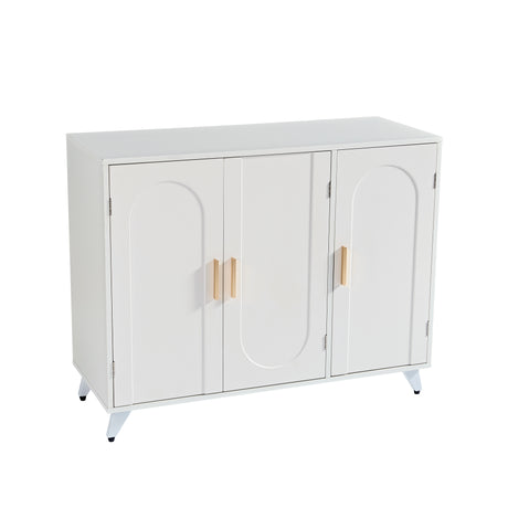 Sideboard Buffet cabinet with 3 doors and removable shelves, for living room, dining room, ivory white - V.I.P Digital Presence