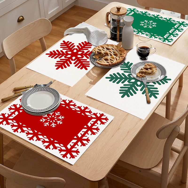 Christmas snowflake print placemat Christmas party decoration table mat living room dining table insulation mat - V.I.P Digital Presence
