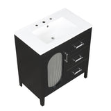 30" Bathroom Vanity with Sink, Bathroom Vanity Cabinet with Two Drawers and Door, Adjustable Shelf, Solid Wood and MDF, Black - V.I.P Digital Presence